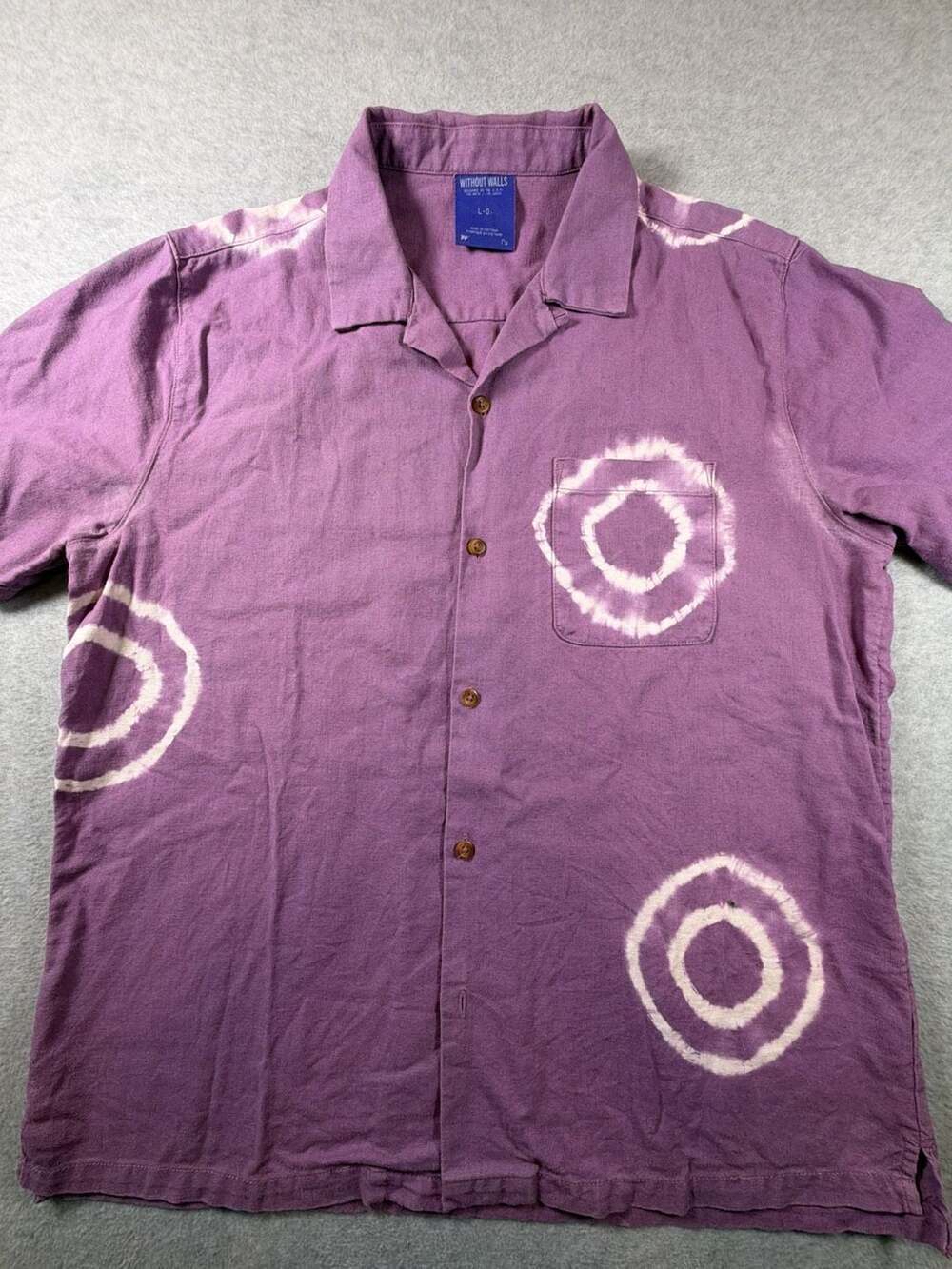 Without Walls Shibori Dye Camp Collar Linen Blend Short Sleeve Shirt